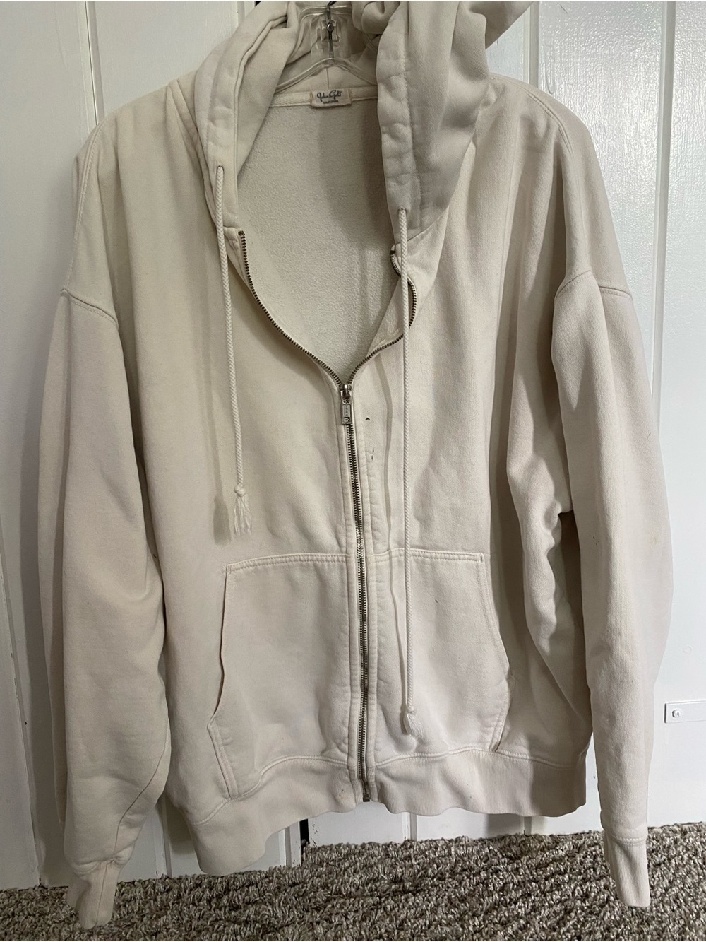 John Gault Cozy Ivory Zip-Up Hoodie Jacket